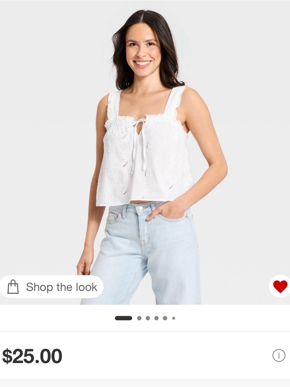 White Eyelet Tie-Front Tank Top